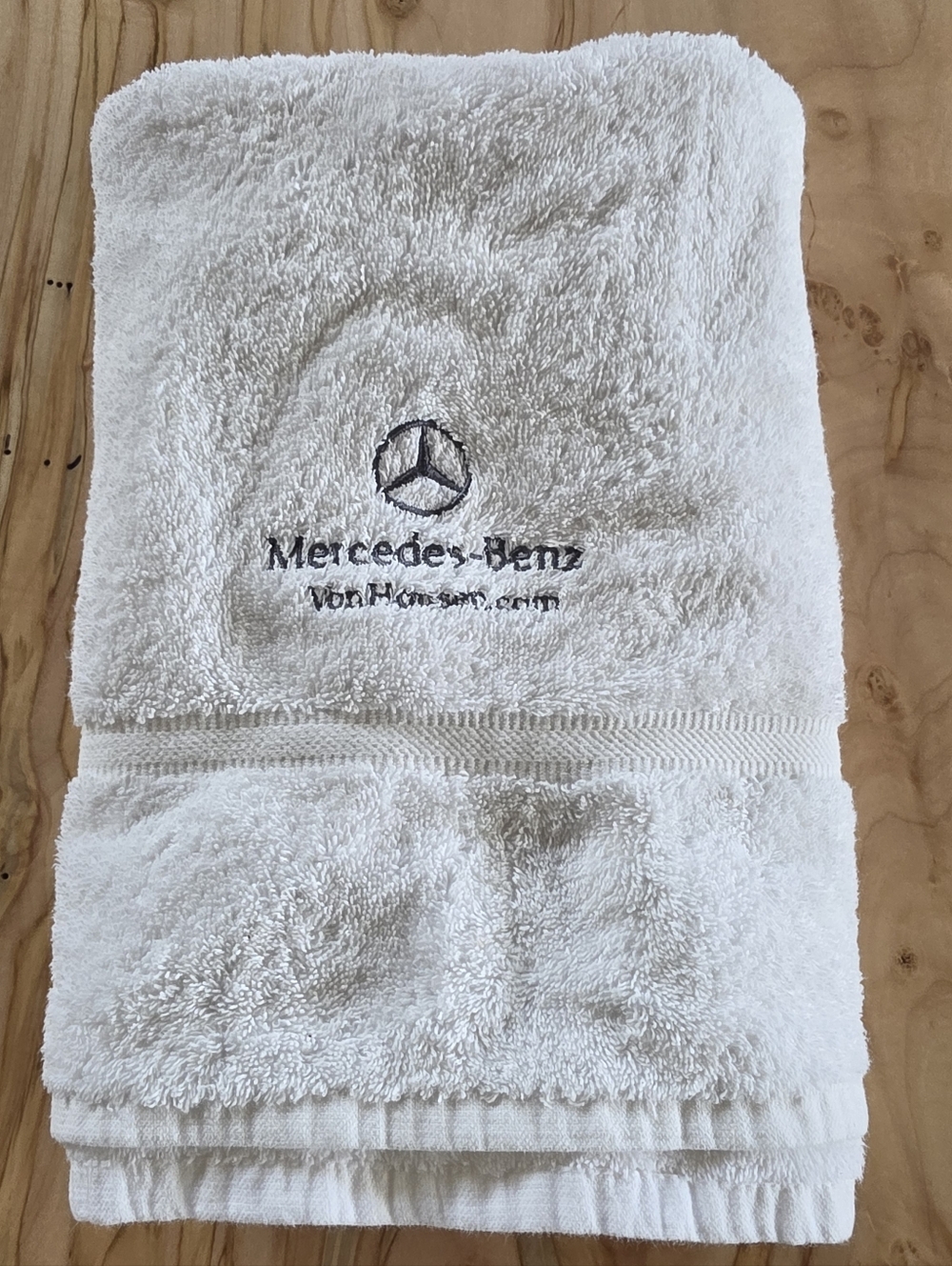 Mercedes-Benz Embroidered White 100% Cotton Logo Bath Towel 25 W x 50.5" L
